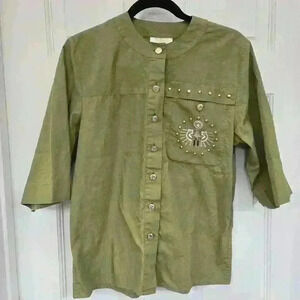 Vintage Joseph Ho Studded 3/4 Sleeve Top ,Size 6